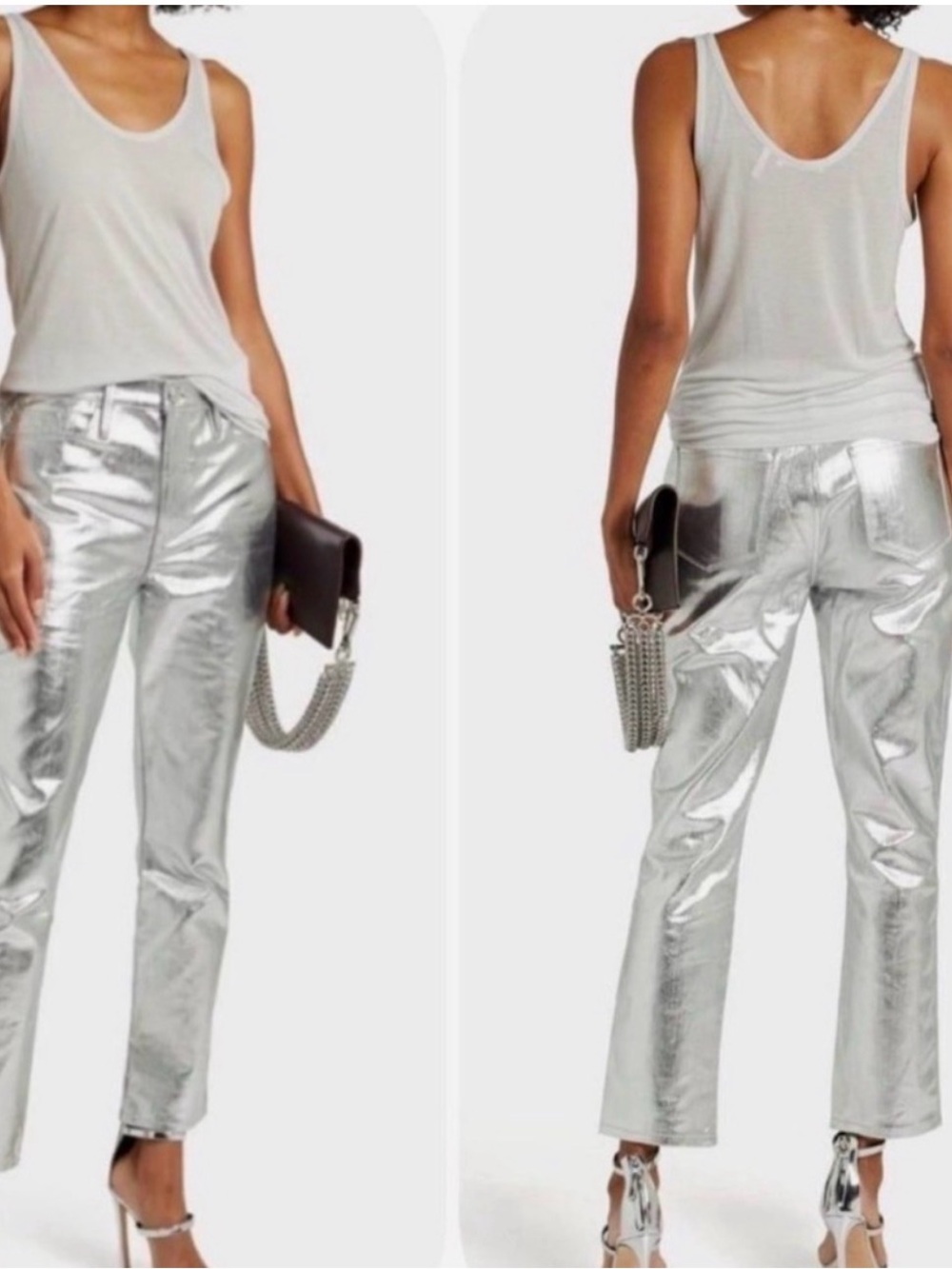Frame Le Sylvie Slender Straight Metallic Jeans 28